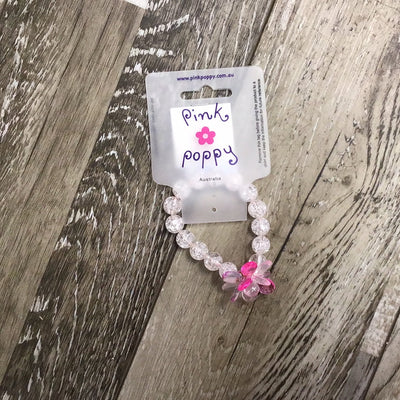 Pink Poppy - Crystal Flower Bracelet - (BCF-405) - Light Pink
