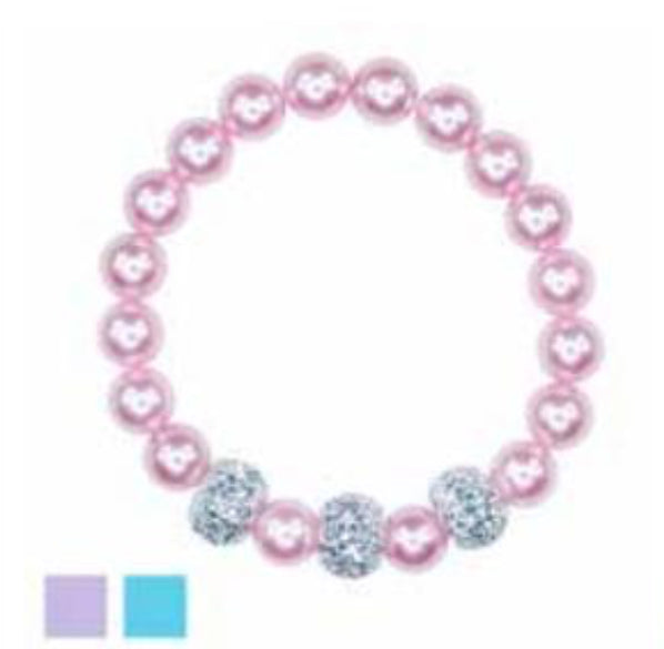 Pink Poppy - Pastel Pearl Bracelet  - (BCF-408) Blue/Pink