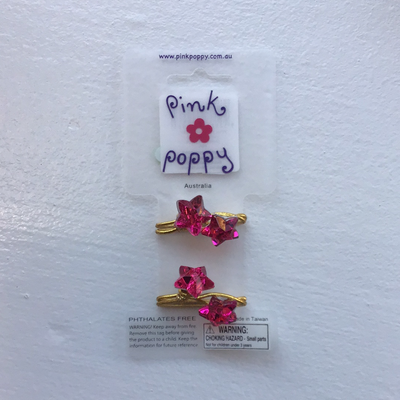 Pink Poppy - Jewel Star Hair Ties - (SB102) - Hot Pink/Gold