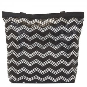 Dasha Designs - Sequin Chevron Tote Bag - (4971) - Black - FINAL SALE