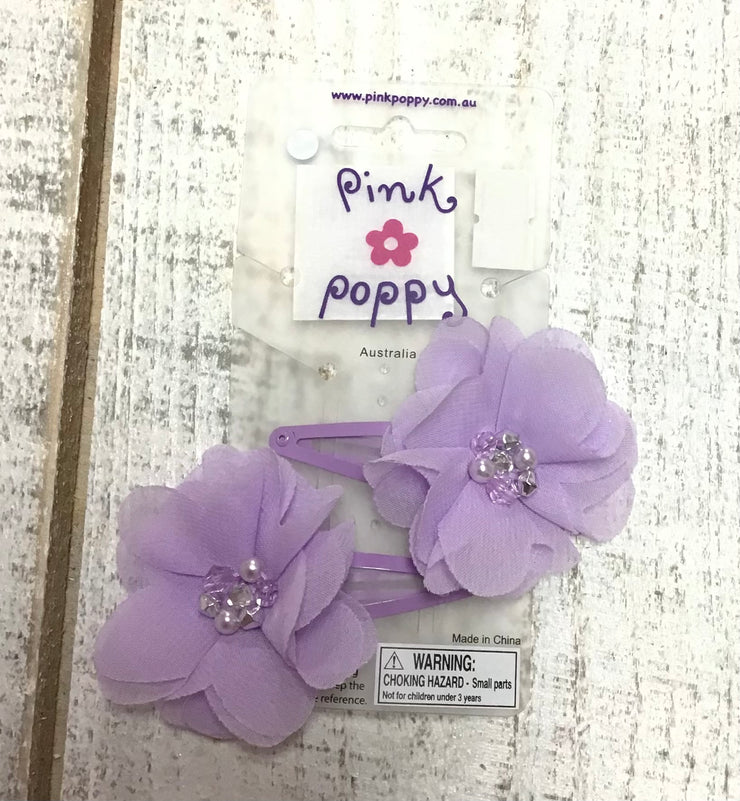 Pink Poppy - Flower Hair Clip - (HCT-523) - Purple