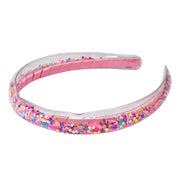 Pink Poppy - Rainbow Hearts Glitter Headband (HBG172) - Pink