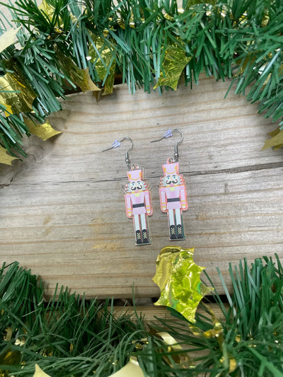 Denali & Co. - Nutcracker Iridescent Acrylic Drop Earrings - Pink