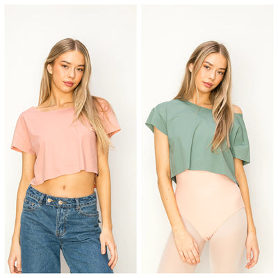 Aluvie - Icee “Cool” Wide Neck Crop Top (AT002NL) - Various Colors