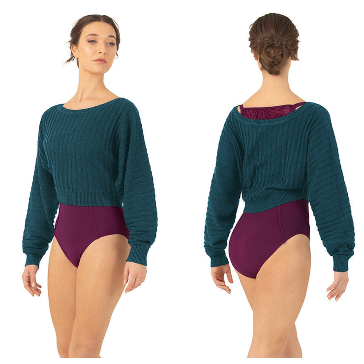 Bloch - Everlyn Knit Cropped Sweater - Adult (Z1179) - Deep Teal