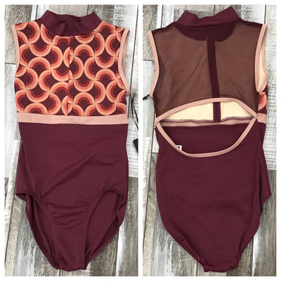 *Suffolk - Lola Zip Front Mock Neck Adult Leotard - Adult (2559A) - Burgundy - Final Sale