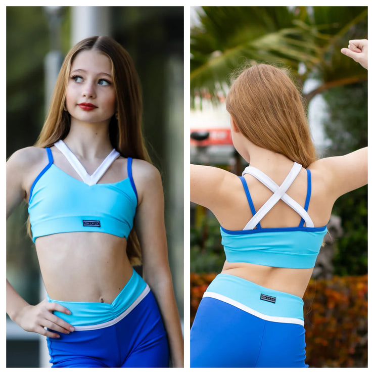 Oh La La Dancewear - The Phoenix Top - Child/Adult (OLL292-NWL) - Neon Blue/White/Lapis Blue