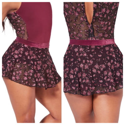 Capezio - Enchant Pull-On Skirt - Adult (F12406W) - Winter Wine Ornate Romance