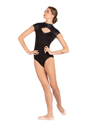 Danz N Motion -  Neve Shiny Rib Cap Sleeve Leotard - Adult (25124A) - Black