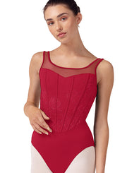 Bloch - Embroidered Corset Tank Leotard - Adult (L50002) - Cherry
