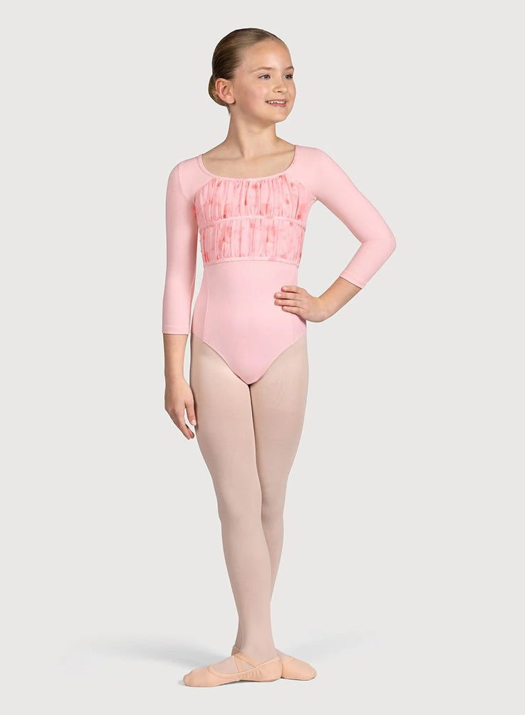 Bloch - Sophie 3/4 Sleeve Floral Leotard - Child (CL5226) - Candy Pink