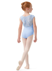 Mirella - V Neck Mesh Cap Sleeve Leotard - Child (M1558C) - Blue