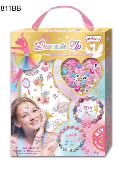 Hot Focus - Dazzle Up Ballerina Beauties Temporary Tattoos & DIY Bracelet Kit (811BB)
