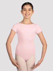 Mirella - Boat Neck Mesh Back Cap Sleeve Leotard - Child (M1562C) - Pink