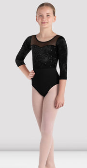 Bloch - Layla 3/4 Sleeve Leotard - Child (CL5246) - Black