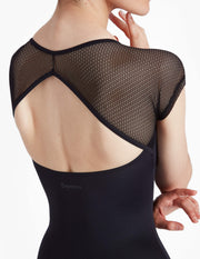 Repetto - Leotard with Short Lace Sleeves - Adult (D0742N) - Black