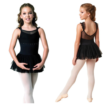 Danz N Motion - Kids Bria Ruffle Strap Camisole Dress - Child (22203C) - Black