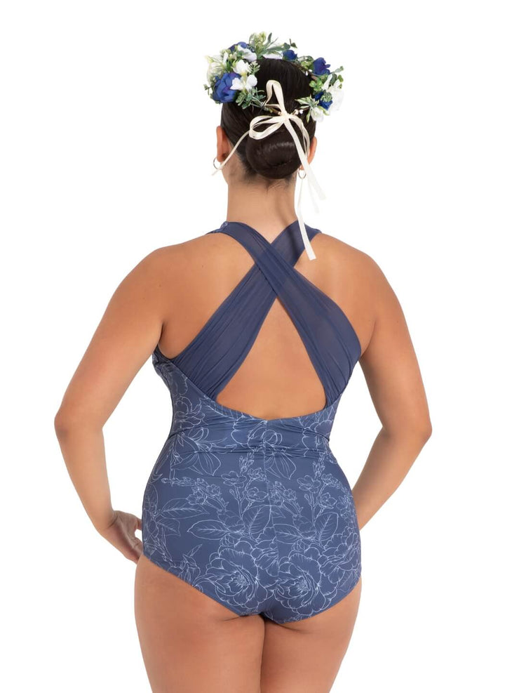 Capezio - Wildflower Chamomile Cross Back Leotard - Child/Adult (12086C/12086W) - Outline Floral Blue