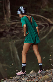 Free People Movement - Hot Shot Tee Romper - Adult (OB1960599-3323) - Heritage Green FINAL SALE