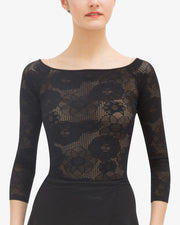 Repetto - Long Sleeves Top in Rosette Lace - Adult (D0686) - Black