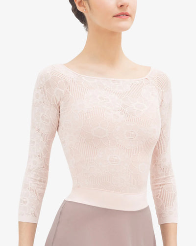 Repetto - Long Sleeves Top in Rosette Lace - Adult (D0686) - Rose Petal