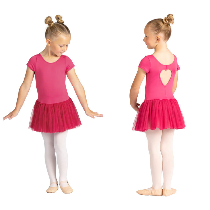 Danz N Motion - Cap Sleeve Dress with Heart Cut Out - Child (23209C) - Berry