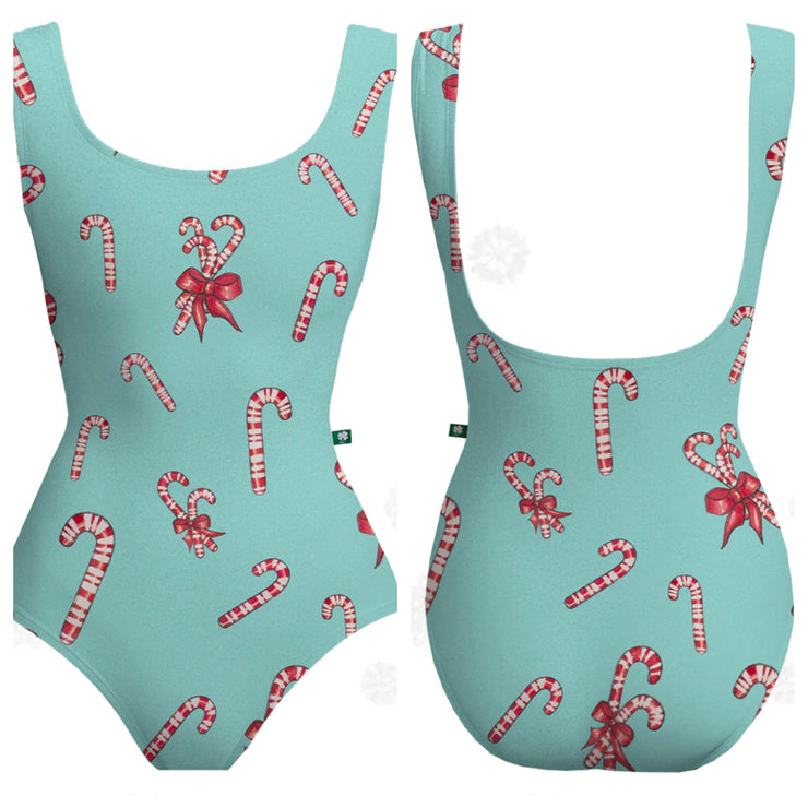 Luckyleo Dancewear - Blue Candy Cane Crescent Leotard (Adult)