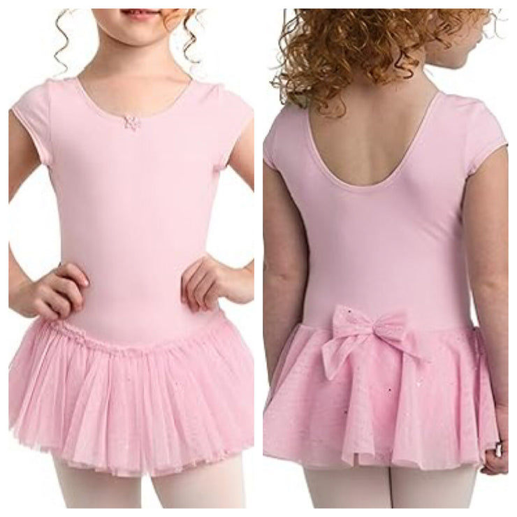 *Danz N Motion - Short Sleeve Leotard W/ Back Bow Accent - Child (2463C) - Pink