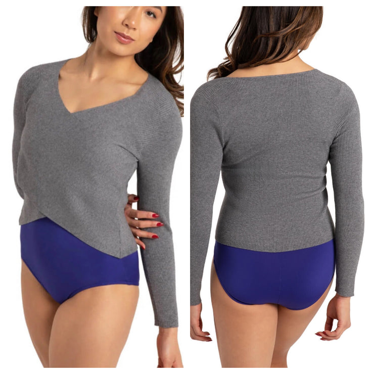 Capezio - Harmonie Wellness Wrap Sweater - CK10991 - Heather Gray