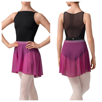 Mirella - Stripe Waistband Mesh Skirt - Adult (MS10001) - Magenta