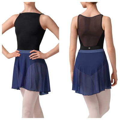 Mirella - Stripe Waistband Mesh Skirt - Adult (MS10001) - Ink