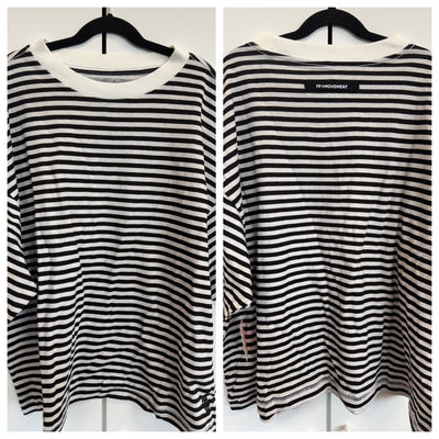 Free People Movement - Tackle Stripe Tee - Adult (OB2199267) - Court Stripe Black