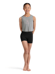 Bloch - Tracy Front Print Back Twist T-Short - Child (CZ30005) - Grey Marle