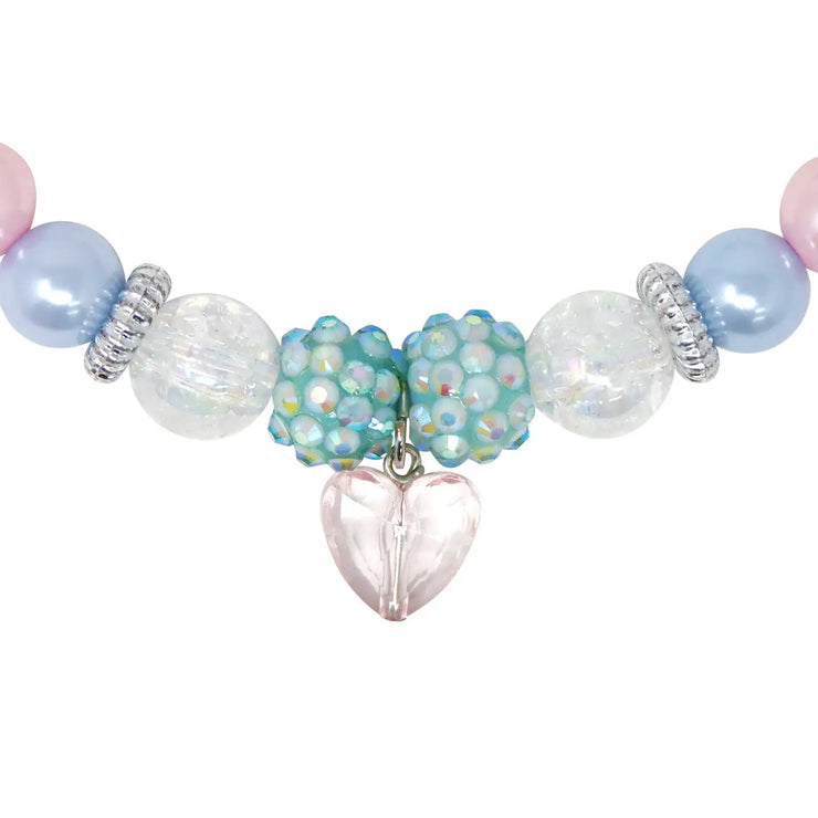 Pink Poppy - Blue Ice Princess Stretch Pearl Beaded Necklace & Bracelet Set - (NBM109) - Purple/Blue