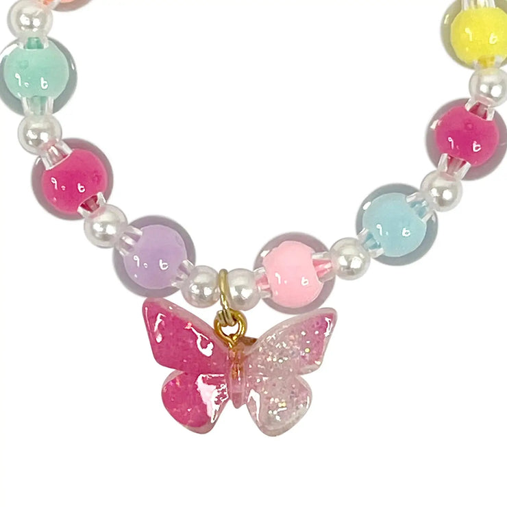 Pink Poppy - Butterfly Bracelet - (BCG170) - Rainbow
