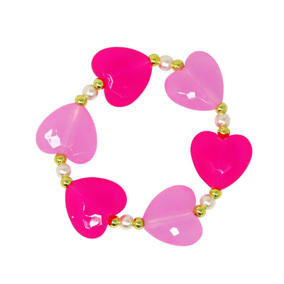 Pink Poppy - Ballet Heart and Pearl Bracelet - (BCG164) - Pink