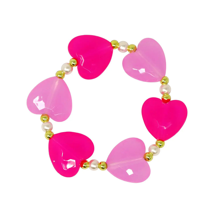 Pink Poppy - Ballet Heart and Pearl Bracelet - (BCG164) - Pink