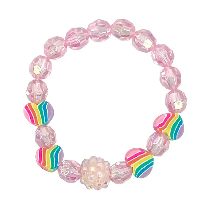 Pink Poppy - Rainbow Love Heart Bracelet (BCG172) - Pink