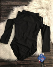 Motionwear - Sophique Cold Shoulder Mock Neck Leotard - Adult (2780) - Black (GSO) FINAL SALE