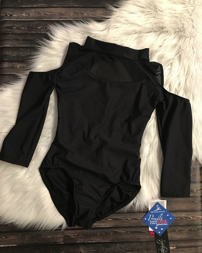 Motionwear Sophique Cold Shoulder Mock Neck Leotard - Adult (2780) - Black (EDNC) FINAL SALE