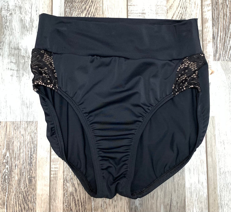 Body Wrappers - Romantic Lace High Waist Brief - Adult (P1103) - Black (GSO) FINAL SALE