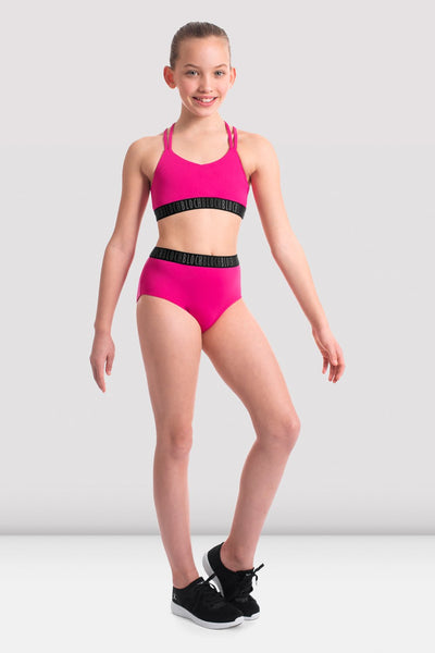 Bloch - Girls Alexia Logo Elastic Crop Top - Child (FT5088C) - Hot Pink (GSO)