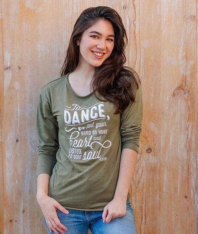 Covet Dance - Heart and Soul Long Sleeve Tee - Adult (HAS-LST) - Olive Green