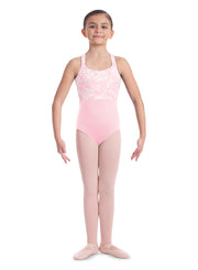 Mirella - Wide Strap Print Camisole Leotard - Child (M474C) - Pink (GSO)