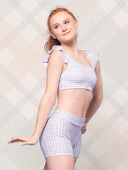Eleve Dancewear - Olivia Shorts - Child/Adult - Lavender Gingham (GSO)