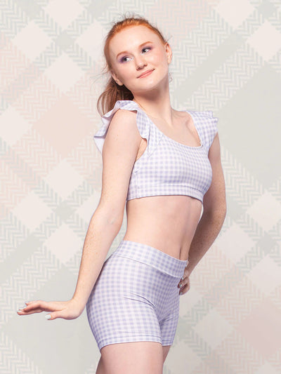 Eleve Dancewear - Olivia Shorts - Child/Adult - Lavender Gingham - FINAL SALE