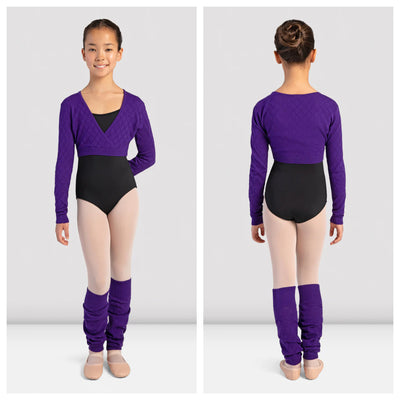 Bloch - Full Length Sleeve Knit Fixed Wrap Top - Child (CZ3149) - Amethyst (GSO)