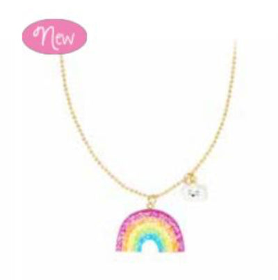 Pink Poppy - Rainbow & Cloud Necklace on Chain - (NCG117) multi -  (GSO)