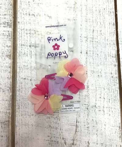Pink Poppy - Flower Hair Clip - (HCG112) - Multicolor Pink Clips