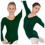 Eurotard Long Sleeve Leotard with Cotton Lycra® - Child/Adult (10408/10265) - Hunter (GSO)